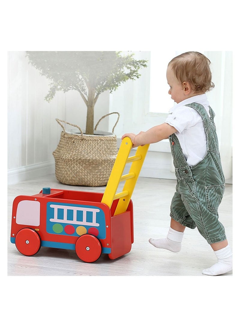 Cool Baby COOLBABY Wooden Walker 4 Wheels Kids Storage Trolley Toy Walker - Image 2