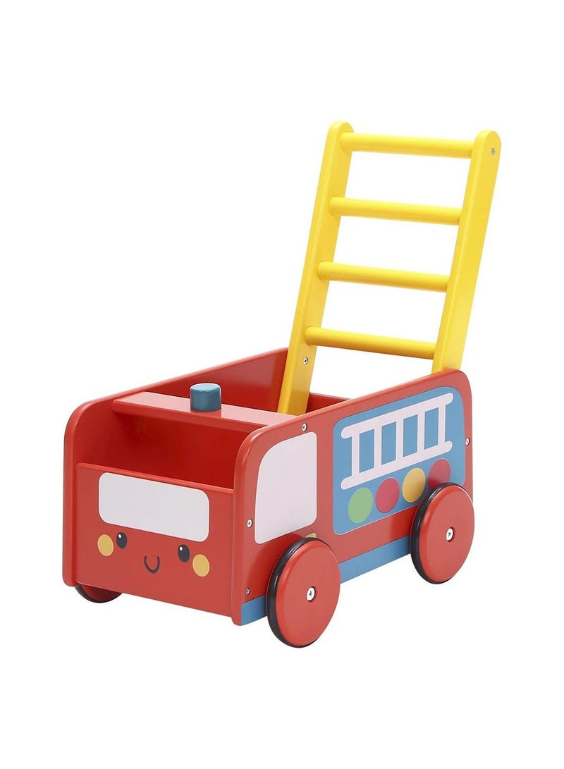 Cool Baby COOLBABY Wooden Walker 4 Wheels Kids Storage Trolley Toy Walker - Image 1