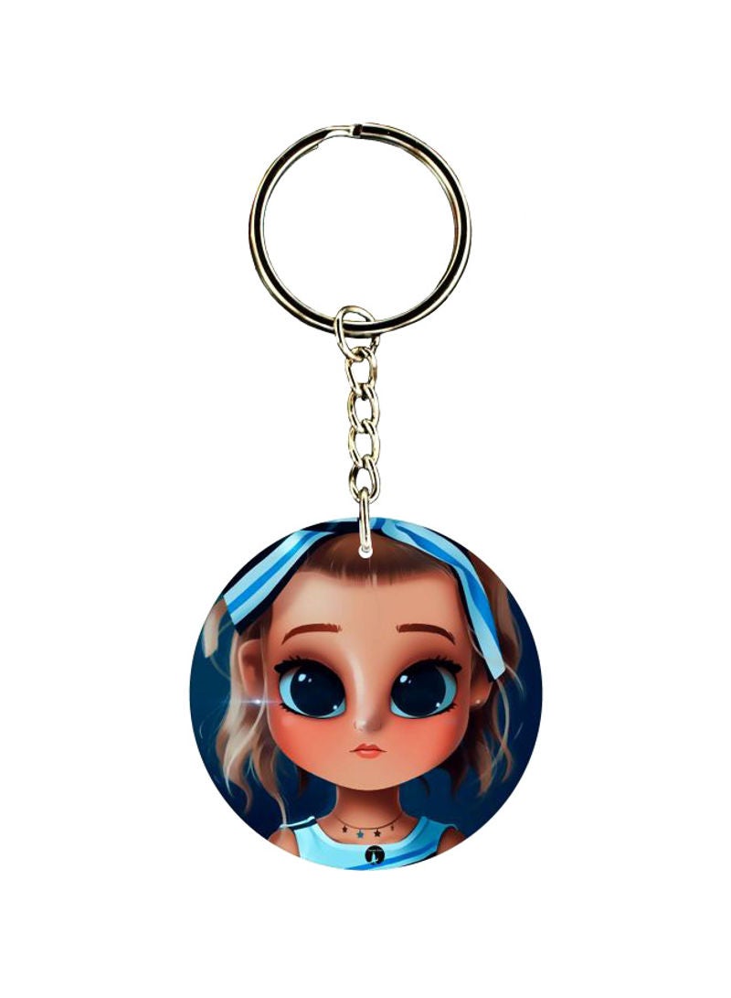 RKN Cartoon Girl Printed Keychain