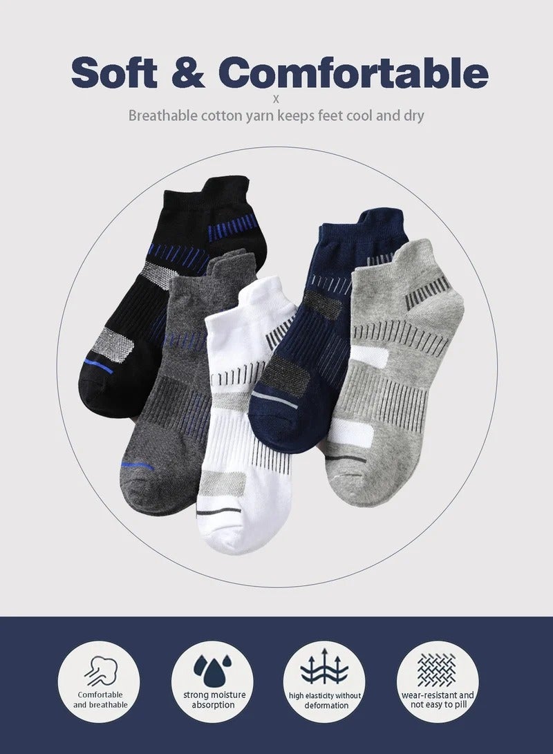 Mens Athletic Socks (5-Pack) - Low Cut, Sweat-Wicking, Odour-Resistant, All-Season Comfort - Ideal for Active Lifestyles, Running & Everyday Wear - Ultimate Socks for Men Collection - Image 4