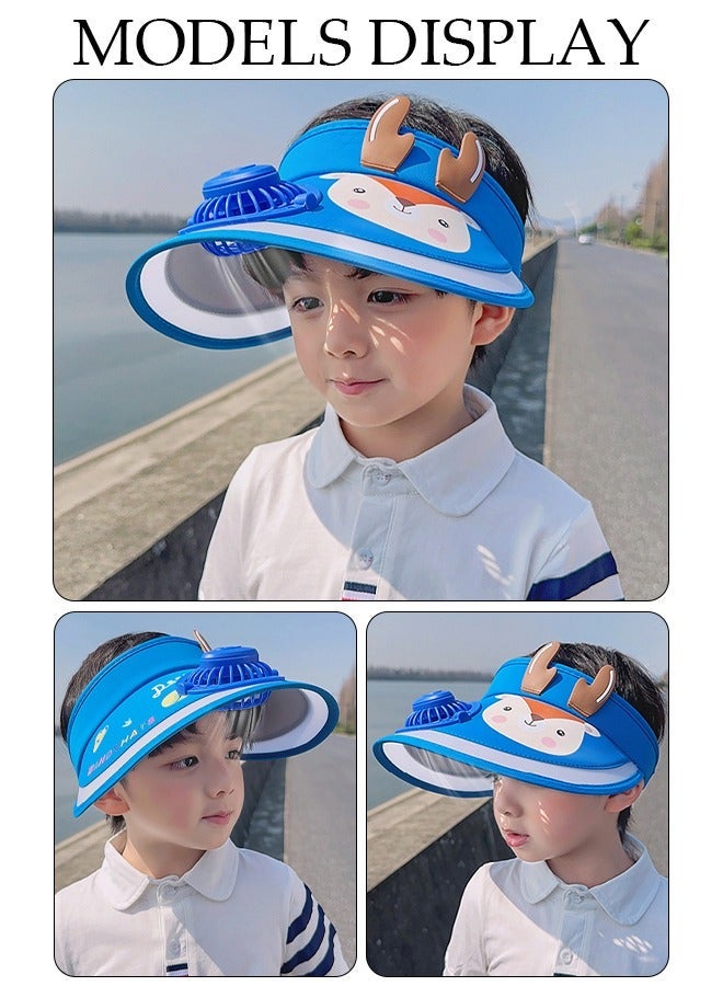 DUNISO Sun Visors Hat with Fan, Rechargeable Hat with Fan Built in, Fan Hats with 3 Gear Wind Speed,Adjustable Elastic Buckle for Kids - Image 3