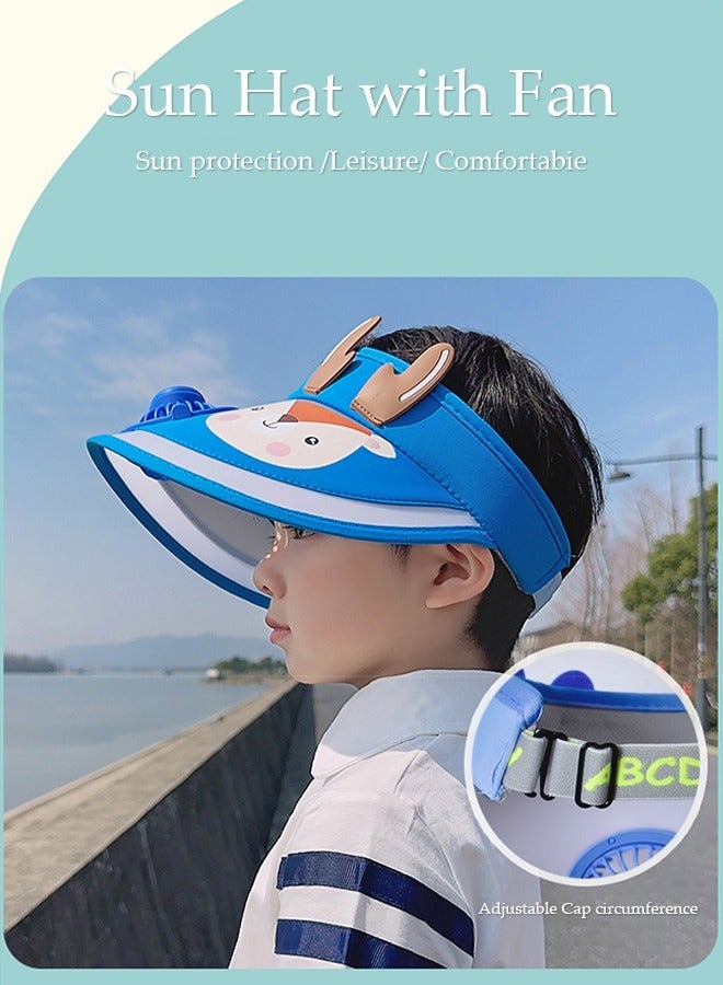 DUNISO Sun Visors Hat with Fan, Rechargeable Hat with Fan Built in, Fan Hats with 3 Gear Wind Speed,Adjustable Elastic Buckle for Kids - Image 5