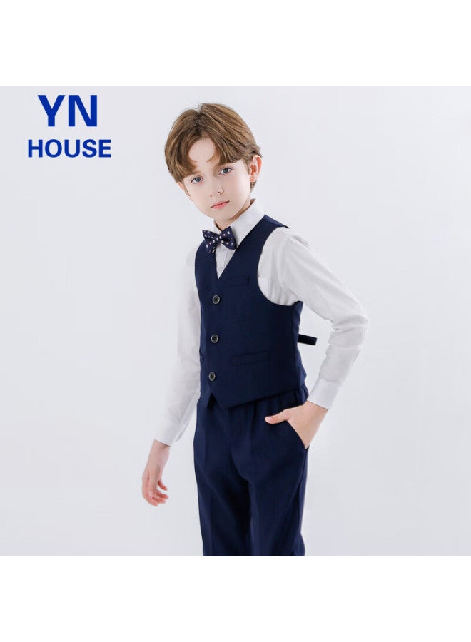 Yinuofang Children's Navy Blue Vest Suit Set Boys Performance Suit Navy Blue Vest Set 170cm - Image 3