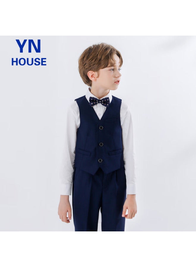 Yinuofang Children's Navy Blue Vest Suit Set Boys Performance Suit Navy Blue Vest Set 170cm - Image 2