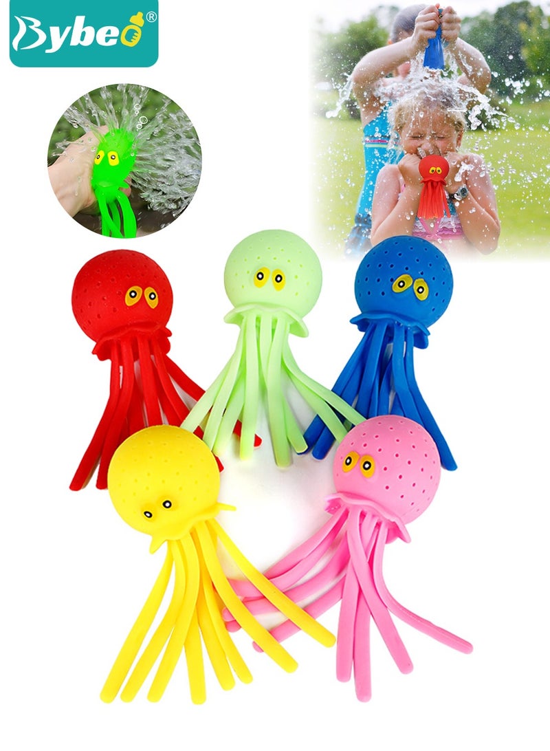 بيبو 5 قطع من ألعاب حمام الأطفال، ألعاب حوض استحمام على شكل أخطبوط، لعبة حسية على شكل أخطبوط برذاذ الماء، كرات رش المياه، ألعاب ضغط ورش للأطفال، ألعاب حمام سباحة للأطفال من سن 3 سنوات فما فوق - Image 1