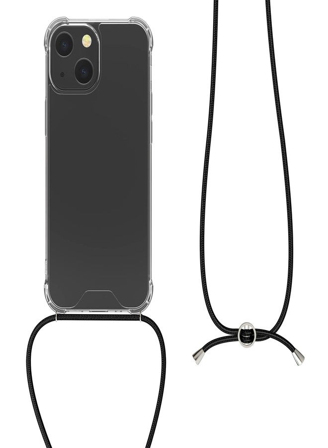 كي دابليو موبايل جراب كروسبودي من kwmobile متوافق مع هاتف Apple iPhone 13 mini - غطاء هاتف شفاف من مادة TPU مع حزام حبل - أسود/شفاف - Image 5