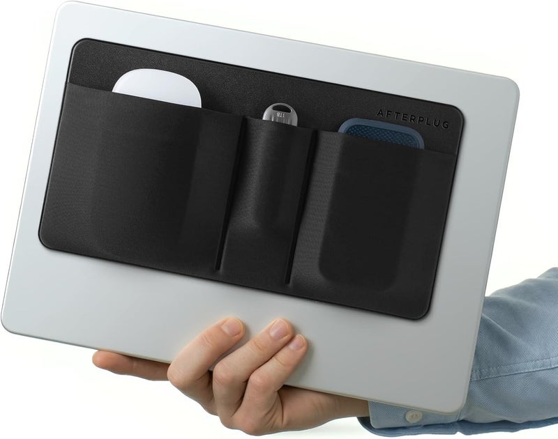 جيب تخزين ذو 3 جيوب، منظم ملحقات الكمبيوتر المحمول اللاصق، لـ HDD محمول، SSD، محرك USB، ماوس، كابلات - أسود - Image 1