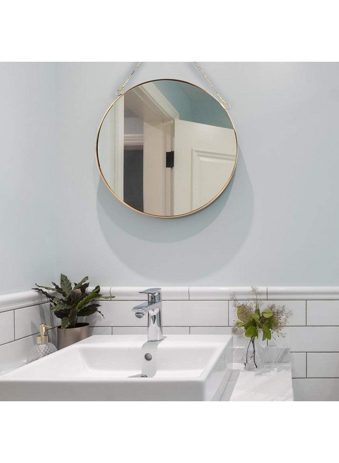 LONGWIN Hanging Wall Circle Mirror Decor Gold Geometric Mirror with Chain for Bathroom Bedroom Living Room 15.7" - Image 3