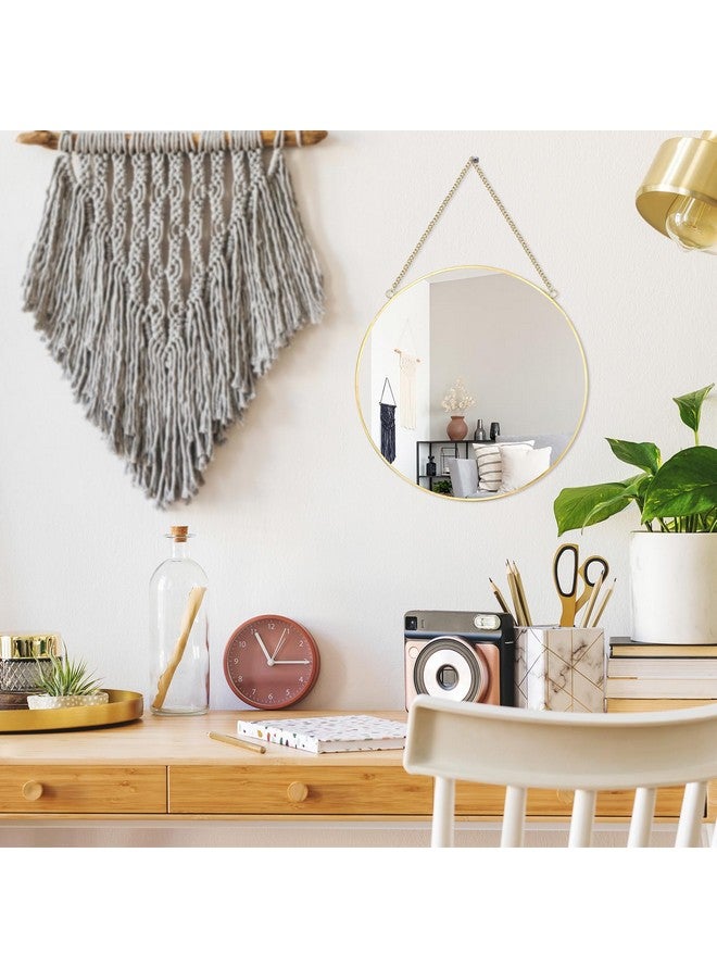 LONGWIN Hanging Wall Circle Mirror Decor Gold Geometric Mirror with Chain for Bathroom Bedroom Living Room 15.7" - Image 5