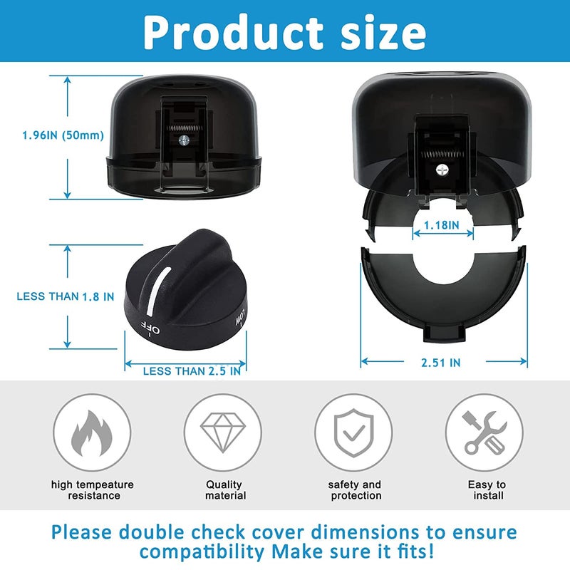 Babepai أغطية مقابض الموقد من بابيباي لسلامة الأطفال - 5 عبوات تصميم مزدوج مفاتيح مطور حجم عالمي أغطية مقابض الغاز للموقد حماية الأطفال من المخاطر - Image 2