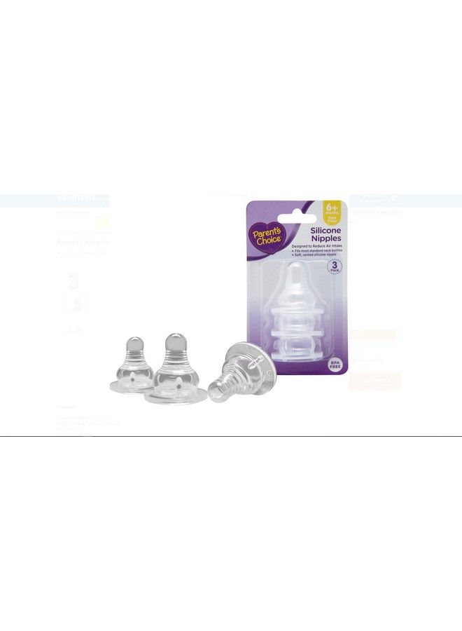 Parent's Choice Fast Flow Silicone Nipples 3 Ct - Image 1