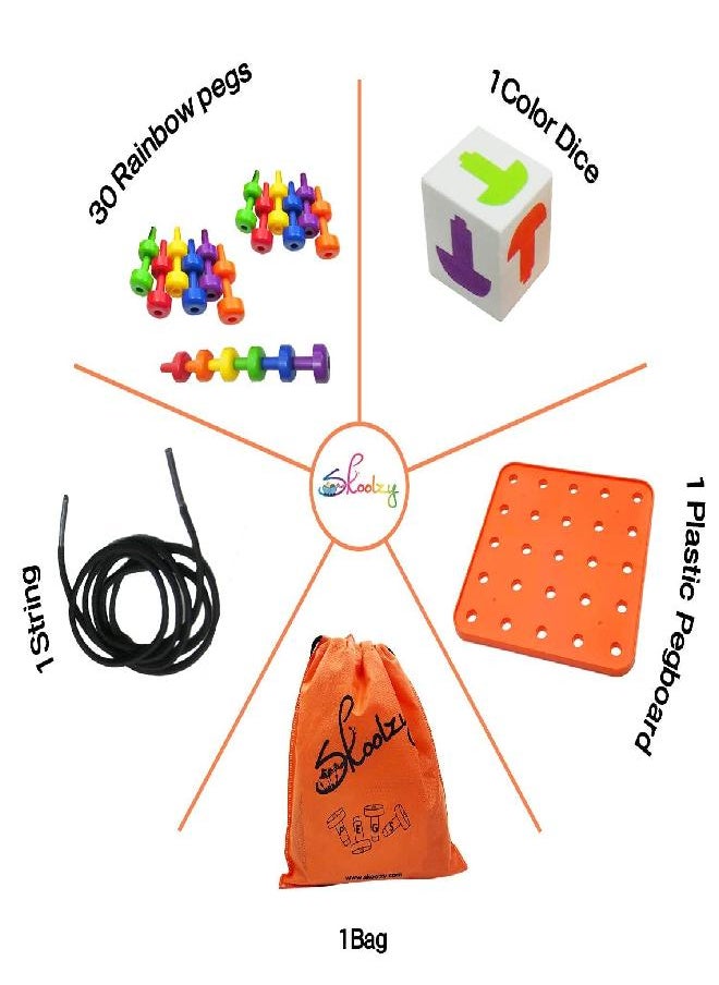 Skoolzy - Skoolzy Peg Board 30 Piece Set - Montessori Toys for 2 Year Old Girls & Boys Gifts - Stacking Sensory Toys for Toddlers, Fine Motor Color Matching Pegs for Sorting Counting Learning Toy Includes eBook - Image 1