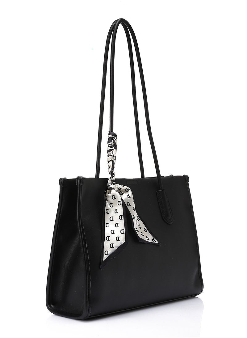 Mr.joe - Mr Joe Black Shoulder Bag with Scarf Detail-4125 - Image 1