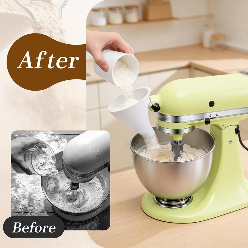 KEEUH White Flour Funnel for Kitchen Aid Mixer, Stand Mixer Accessories for 5 Qt Tilt-Head Models, Compatible with KitchenAid Artisan KSM150, Easy Pour Attachment, Dishwasher Safe Baking Tool - Image 2