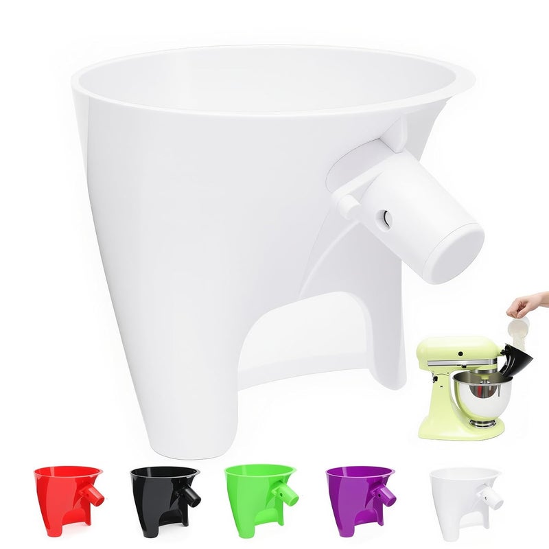 KEEUH White Flour Funnel for Kitchen Aid Mixer, Stand Mixer Accessories for 5 Qt Tilt-Head Models, Compatible with KitchenAid Artisan KSM150, Easy Pour Attachment, Dishwasher Safe Baking Tool - Image 1