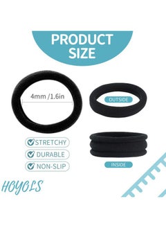 HOYOLS Cotton Hair Ties 1.6 Inch Soft & Stretch Large Nylon Fabric Ponytail Holder Bands for Thick Heavy Curly Hair, No Slip No Damage Seamless Headbands 50 Pcs (Black)  - Image 2