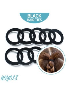 HOYOLS Cotton Hair Ties 1.6 Inch Soft & Stretch Large Nylon Fabric Ponytail Holder Bands for Thick Heavy Curly Hair, No Slip No Damage Seamless Headbands 50 Pcs (Black)  - Image 3