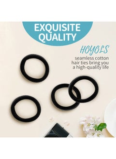 HOYOLS Cotton Hair Ties 1.6 Inch Soft & Stretch Large Nylon Fabric Ponytail Holder Bands for Thick Heavy Curly Hair, No Slip No Damage Seamless Headbands 50 Pcs (Black)  - Image 4