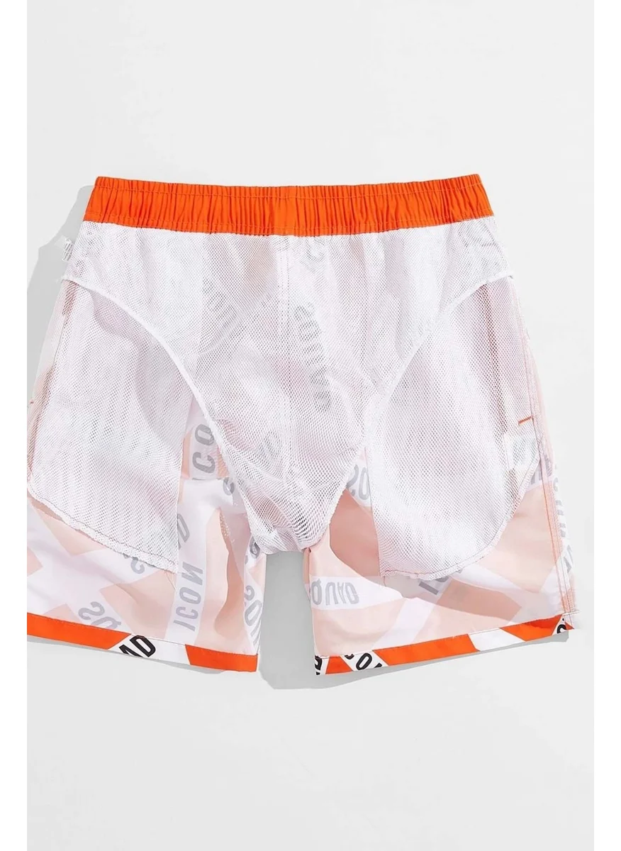 Angelsin Men's Basic Standard Size Printed Swimsuit with Pockets Swim Shorts