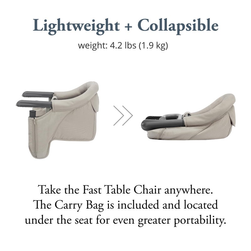 Inglesina Fast Table Chair, Cream - Portable Baby High Chair - for Babies & Toddlers up to 37 lbs - Collapsible Design - Fits Tables 0.8'' to 3.5'' Thick - Compact & Easy to Use - Travel Bag Included - Image 4