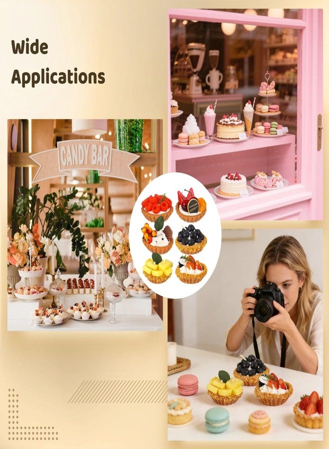 DORMIYA 6 Pcs Artificial Fruit Tart Models Set, Realistic Simulated Fake Cake Dessert, Long-Lasting Vivid Multicolor Pastry Display for Home Decor, Kitchen, Photography Props - Image 5