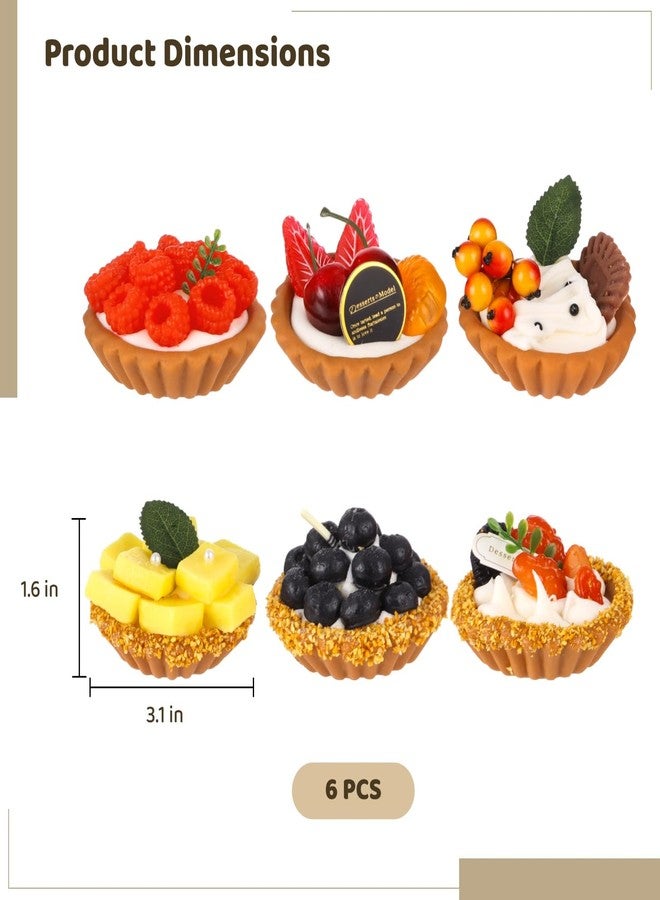 DORMIYA 6 Pcs Artificial Fruit Tart Models Set, Realistic Simulated Fake Cake Dessert, Long-Lasting Vivid Multicolor Pastry Display for Home Decor, Kitchen, Photography Props - Image 4