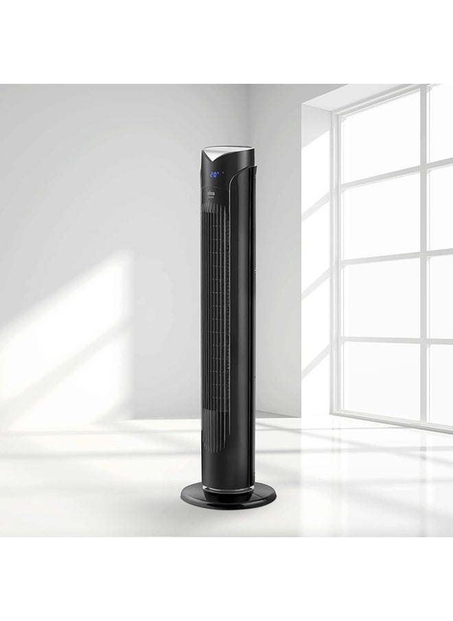 Ufesa - Tower Fan With Wi-Fi Control and Remote, 12-hour Timer Function, Bladeless Powerful with 3 Speeds settings, Standing Oscillating Fan for Home, Bedroom & Office, 2 Year Warranty Black-TW1700 - Image 1