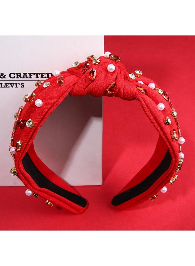 CEALXHENY Football Headband For Women Football Accessories Beaded Football Rhinestone Crystal Knotted Headband Jeweled Embellished Game Day Top Knot Headband Football Mom Hair Accessories (Cgame Day 1) - Image 3