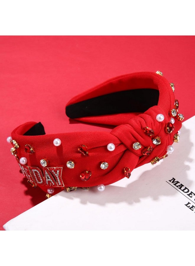 CEALXHENY Football Headband For Women Football Accessories Beaded Football Rhinestone Crystal Knotted Headband Jeweled Embellished Game Day Top Knot Headband Football Mom Hair Accessories (Cgame Day 1) - Image 4