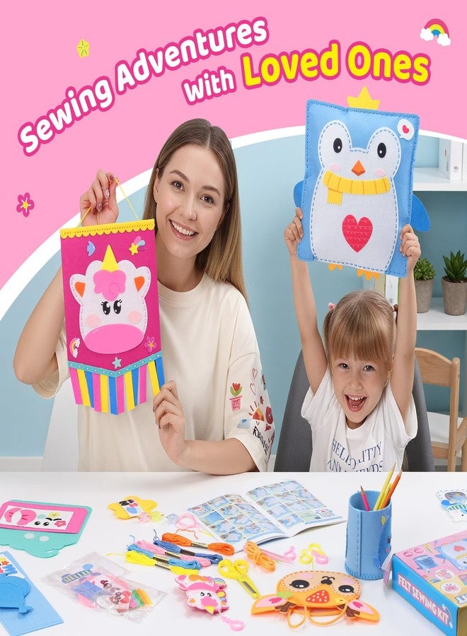 Funtopia Felt Sewing Crafts for Kids Ages 4-12, 10 Easy DIY Projects Kids Sewing Kit with Tutorial, Learn to Sew Plush Pillow Hanging Organizer Handbag, Beginner Sew Toys and Birthday Gift for Girls - Image 4