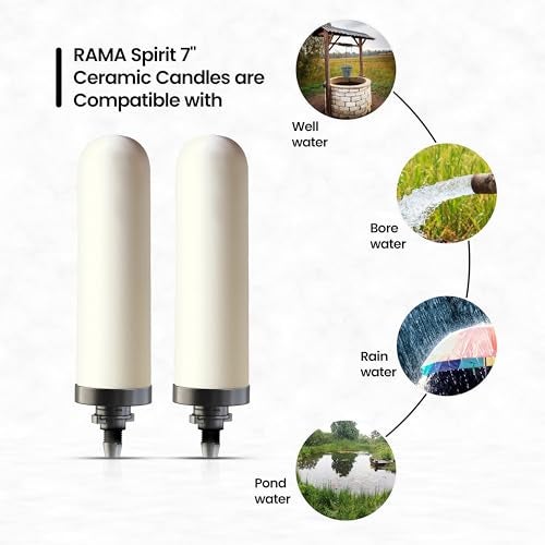 RAMA Gravity Water Filter | 17L Total Capacity (8L Storage) | 304 Stainless Steel Non Electric Water Purifier Filter for Home | Includes Spirit 7" Ceramic Candles & 10-Year Warranty - Image 4