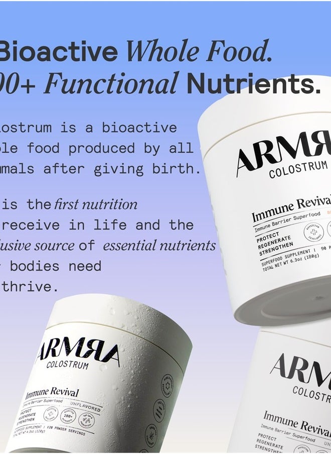 ARMRA - Colostrum™ Premium Powder, Grass Fed, Gut Health Bloating Immunity Skin & Hair, Contains 400+ Bioactive Nutrients, Potent Bioavailable, Keto, Gluten & Fat Free (Unflavored | 60 Servings) - Image 1