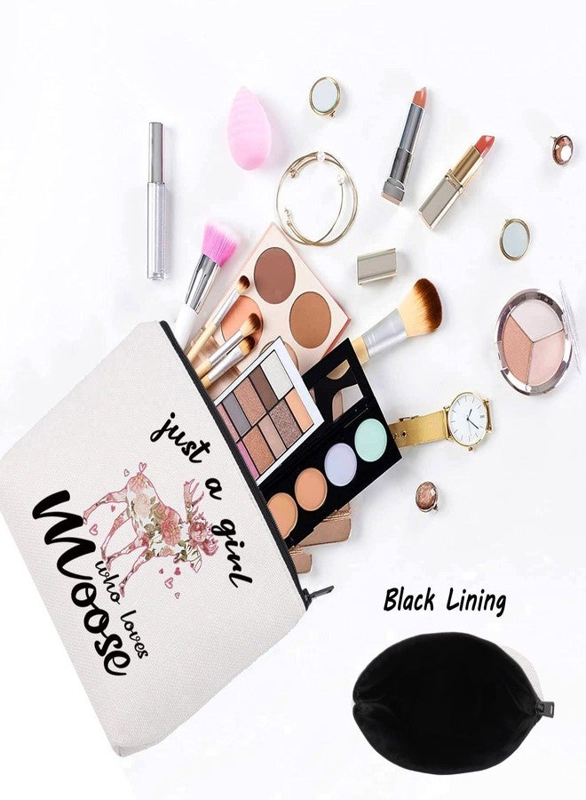 ليفلو حقيبة مكياج LEVLO بتصميم حيوان الموظ المضحك، هدية لمحبي الحيوانات، هدية مثالية لفتاة تعشق حيوان الموظ. حقيبة مكياج بسحاب، هدية لمحبي حيوان الموظ. - Image 3