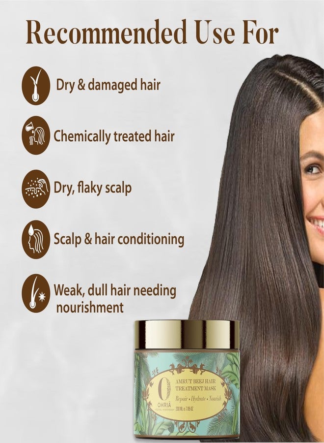Ohria Ayurveda Amrut Beej Hair Treatment Mask for Hair Repair & Growth | With Coconut Butter, Banana Extract & Amla | Deep Conditioning, Frizz Control & Scalp Nourishment | 200 ml - Image 2