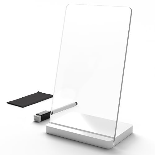 3 Lines to Do List Acrylic Board for Desk (12X8 CM) | Best Planner & Organiser | White Acrylic Base with Marker & Cleaning Fabric | Blank Transparent Planner | Small Size - Image 1