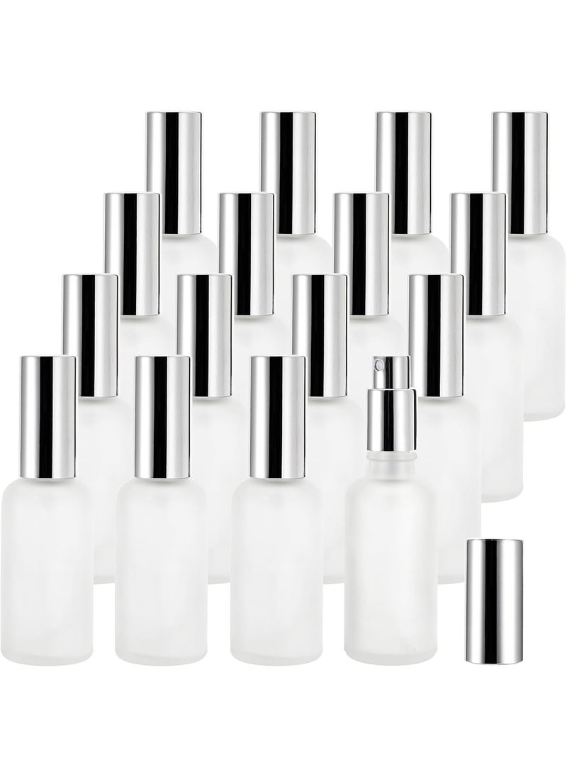 Bekith Bekith 16 Pack 50ml Glass Spray Bottles, Frosted Empty Perfume Atomizer, Refillable Fine Mist Spray for Essential Oils, Cleaning Products, Silver Sprayer 