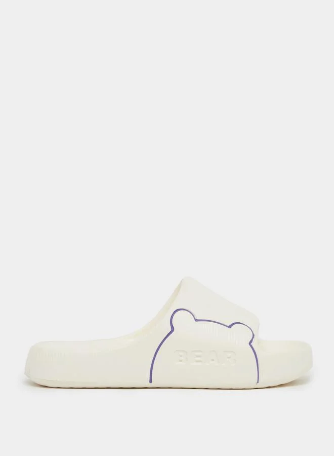 Take Two Take Two Bear Print Open Toe Slides