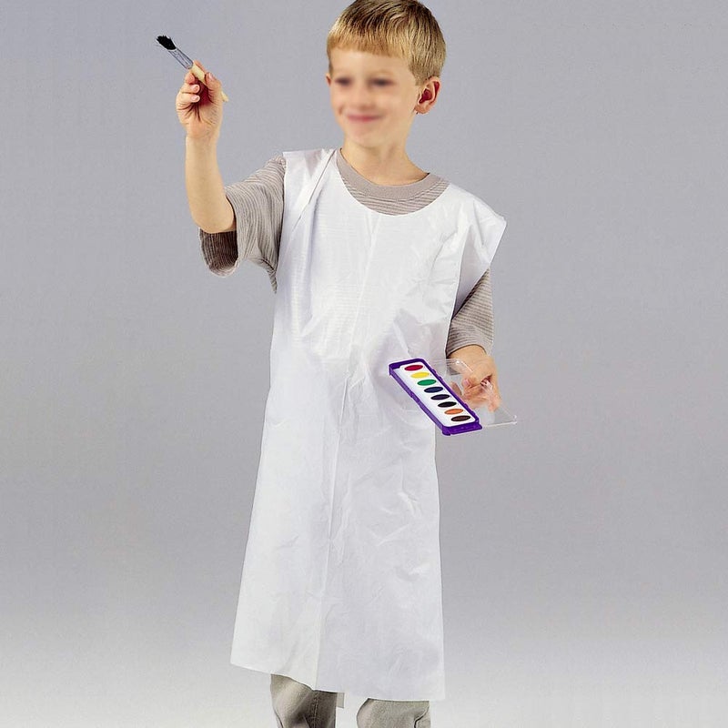 Vankcp 100 Pcs Disposable Aprons, 24'' x 42'' Plastic Waterproof Apron Painting Smock Eating Bibs for Adults Painting Party, Cooking, Housework, Picnic - Image 5