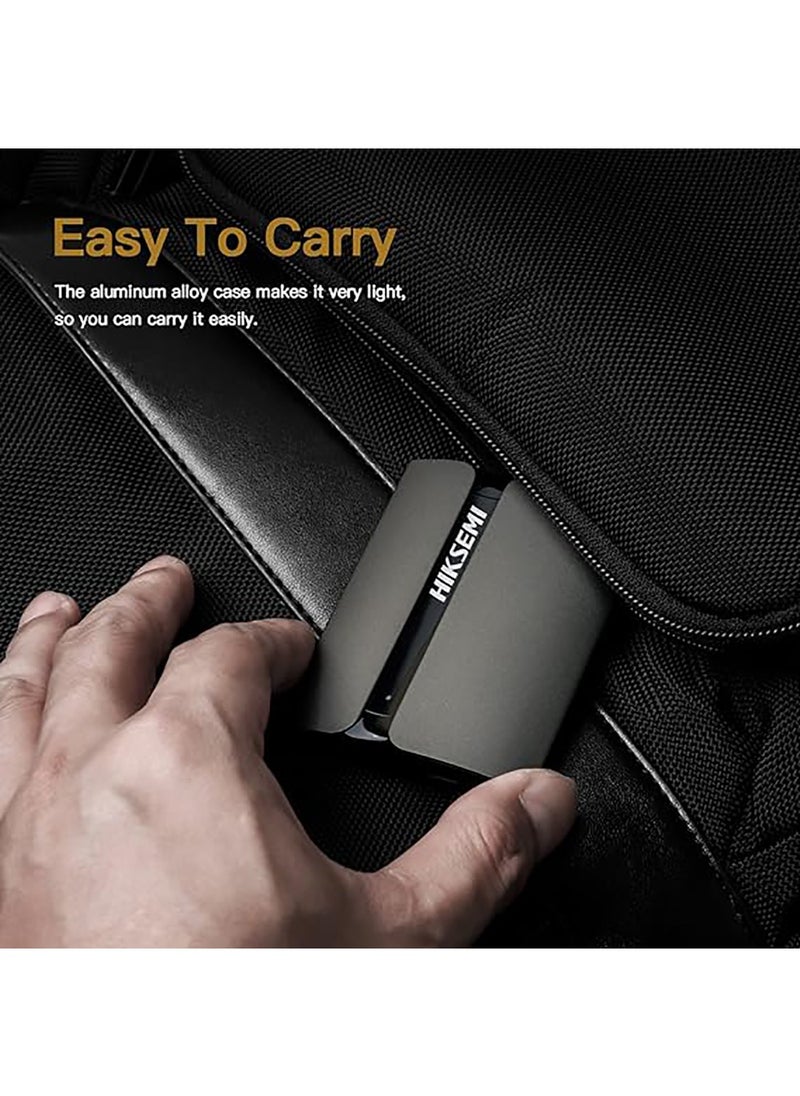 HIKSEMI - Portable External SSD 512GB, Up to 560MB/s Read Speeds, USB 3.1/Type C, Ultra Slim External SSD for Android, Mac, PC, Latop, Tablet (Grey) – T300S - Image 1