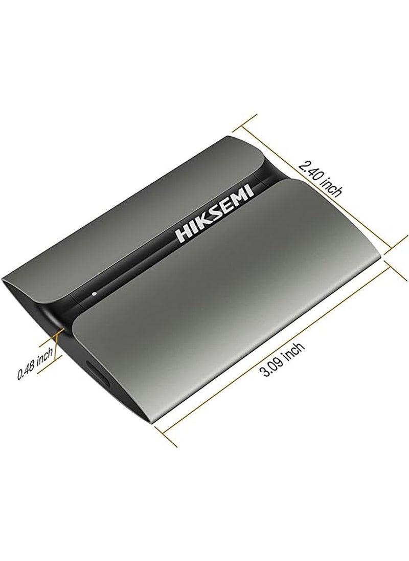 HIKSEMI - Portable External SSD 512GB, Up to 560MB/s Read Speeds, USB 3.1/Type C, Ultra Slim External SSD for Android, Mac, PC, Latop, Tablet (Grey) – T300S - Image 1