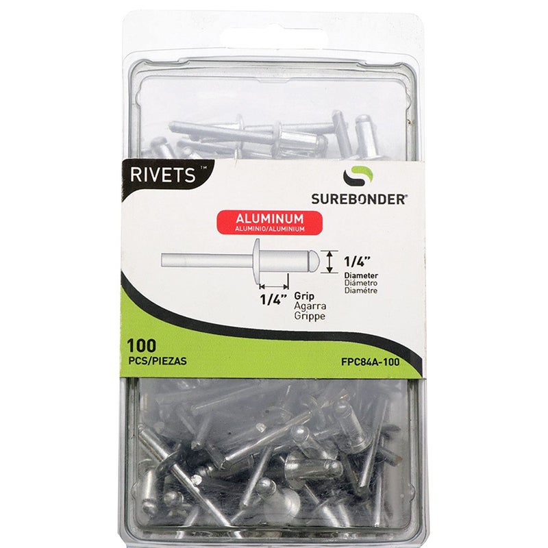 FPC84A100 Short Aluminum Rivets 14 Diameter 14 Grip 100 Count