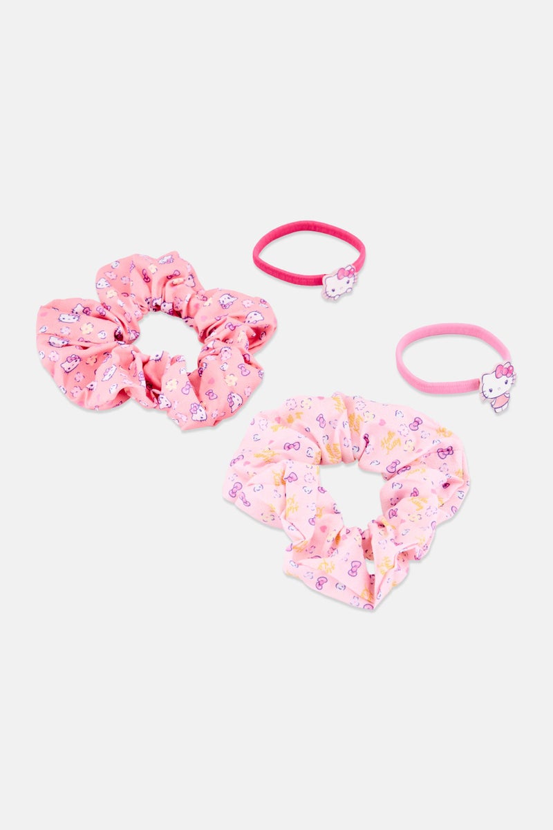 Sanrio مجموعة رباطات شعر وطرحة هالو كيتي للبنات 4 قطع، متعددة الألوان - Image 3