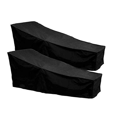 J&C Outdoor Chaise Lounge Cover Weatherproof Chaise Lounge Covers Dustproof Chaise Lounge Covers Outdoor Waterproof Patio Furniture Covers Sun Lounger Covers Black 2 Pcs - Image 1