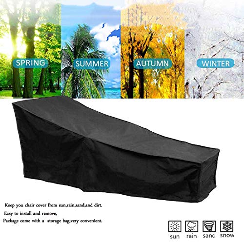 J&C Outdoor Chaise Lounge Cover Weatherproof Chaise Lounge Covers Dustproof Chaise Lounge Covers Outdoor Waterproof Patio Furniture Covers Sun Lounger Covers Black 2 Pcs - Image 2