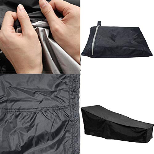 J&C Outdoor Chaise Lounge Cover Weatherproof Chaise Lounge Covers Dustproof Chaise Lounge Covers Outdoor Waterproof Patio Furniture Covers Sun Lounger Covers Black 2 Pcs - Image 5