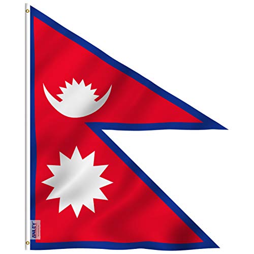 Anley Fly Breeze 2x3 Foot Nepal Flag Vivid Color and Fade Proof Canvas Header and Double Stitched Nepalese Flags Polyester with Brass Grommets 2 X 3 Ft - Image 1