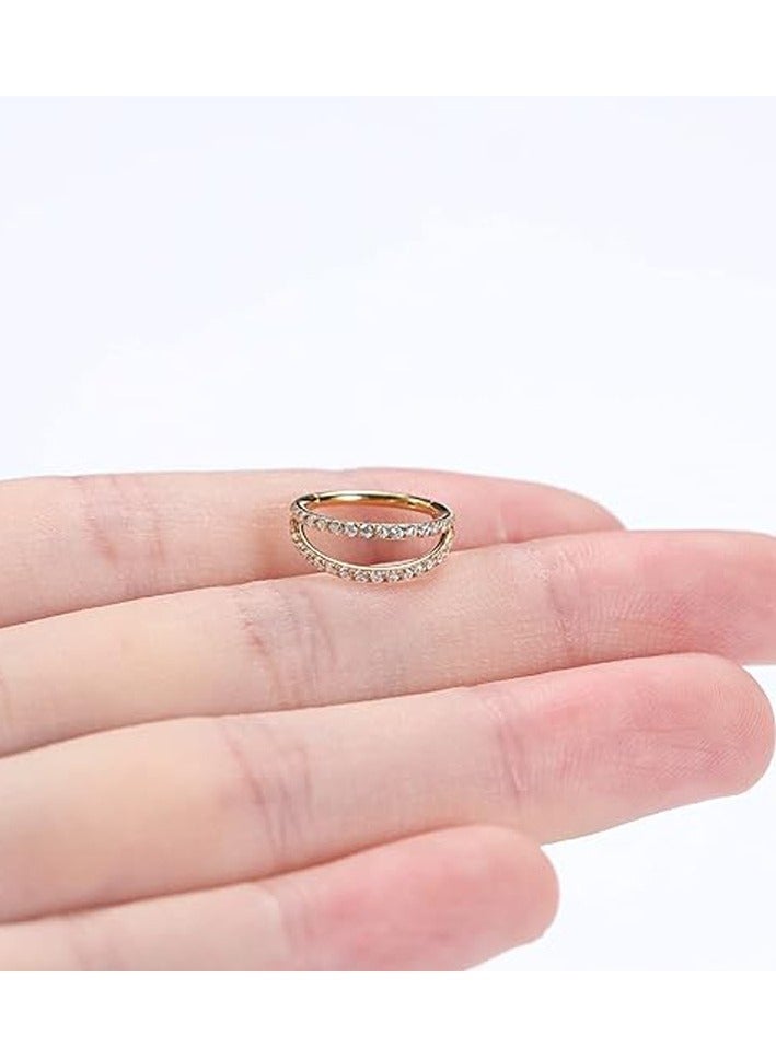 إينوشا خاتم أنف التيتانيوم الذهبي للنساء \| مرصع بماس ابروسكي \| دائري مضاد للحساسية \| هدايا فاخرة - Image 4