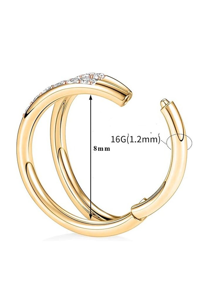 إينوشا خاتم أنف التيتانيوم الذهبي للنساء \| مرصع بماس ابروسكي \| دائري مضاد للحساسية \| هدايا فاخرة - Image 2