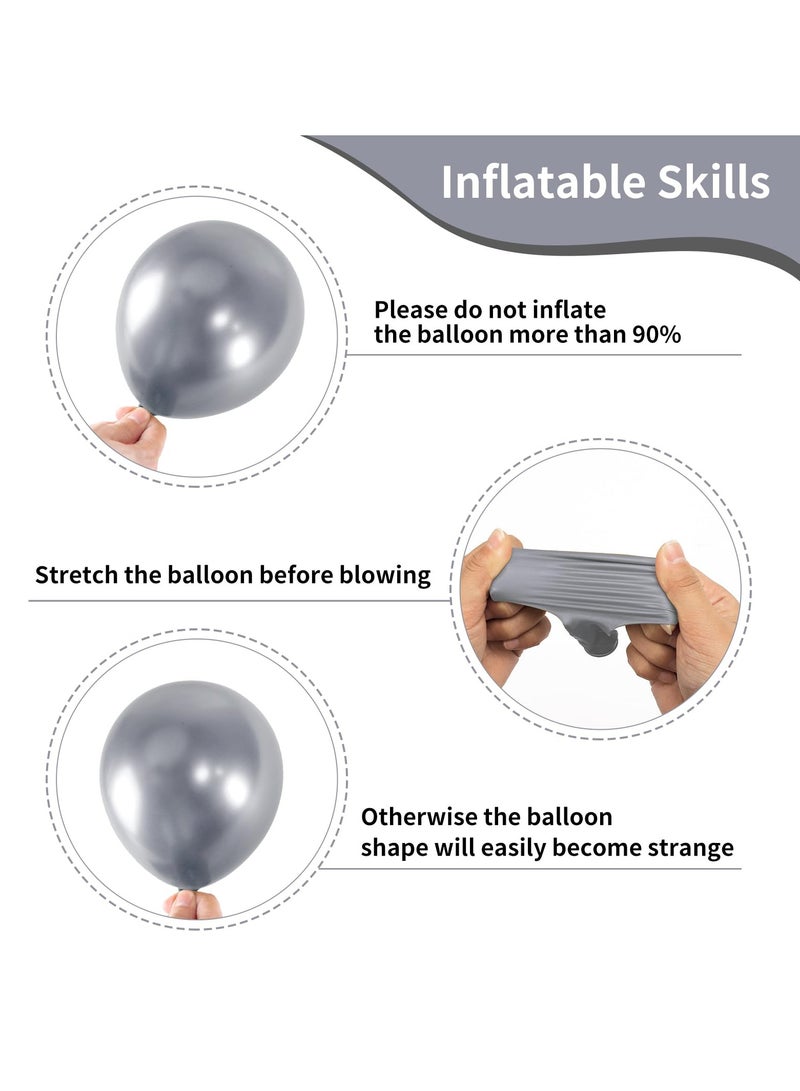 154pcs Silver Balloons Different Sizes 18 12 10 5 Inches for Garland Arch, Chrome Metallic Silver Balloons for Birthday Baby Shower Graduation Wedding Anniversary Party Decorations - Image 3