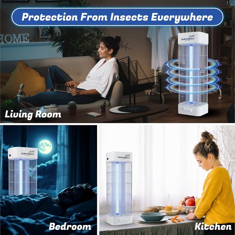 Alshabah Original Mosquito Killer, 3800V Smart Killer Mosquito Lamp with 15W UV Light, High Powered Insect Killer for Indoor, Kitchen, Patio, Backyard, White - Image 5